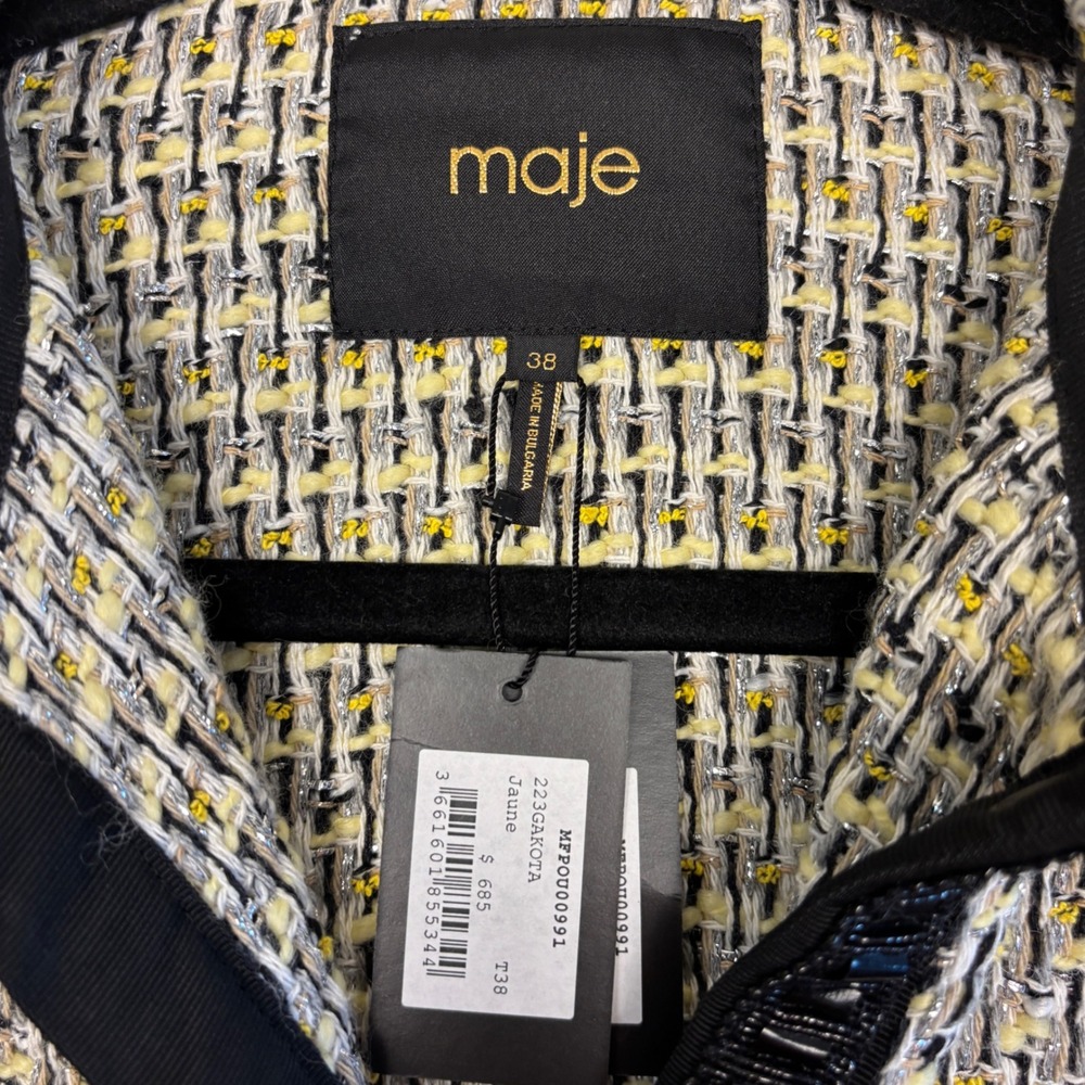 Maje Black and Cream Tweed Blazer - Picture 5 of 16